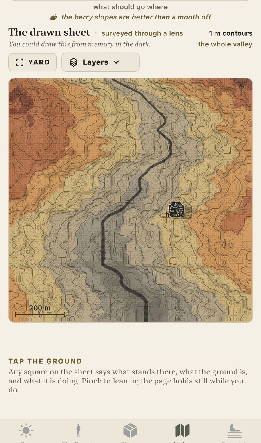 The Plan: a survey sheet with contours and readable layers
